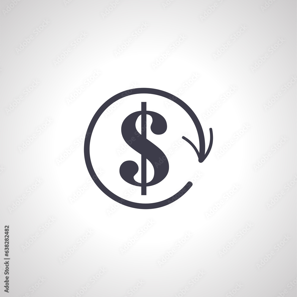 payment icon. dollar sign with round arrow icon payment icon. dollar sign with round arrow icon