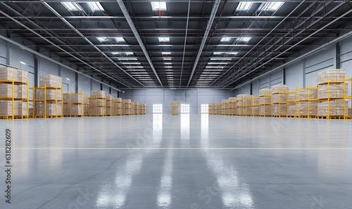 Empty warehouse in logistic center,Warehouse for storage and distribution centers, Generative AI