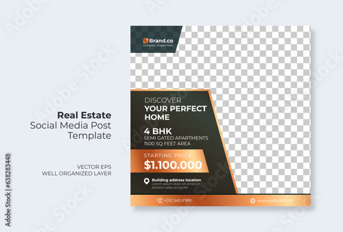 Real estate or property trendy editable template. house for sale social media post template