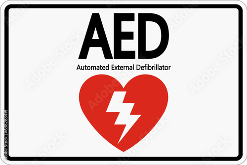 Face Adhesive AED Sign Symbol,label icon on white background