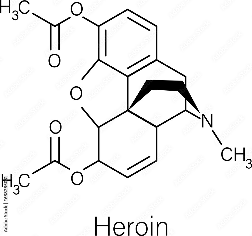 Formula of chemical structure of Modafinil, Cocaine, Morphine, Heroin. Formula of chemical structure of Modafinil, Cocaine, Morphine, Heroin.