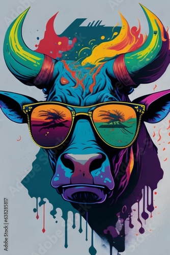 A detailed illustration of a Bull for a t-shirt design  wallpaper  and fashion