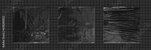 Realistic plastic wrap overlay set on transparent background. Vector illustration of square polyethylene pieces with wrinkled surface, stretch film wrapping texture, crumpled cellophane package