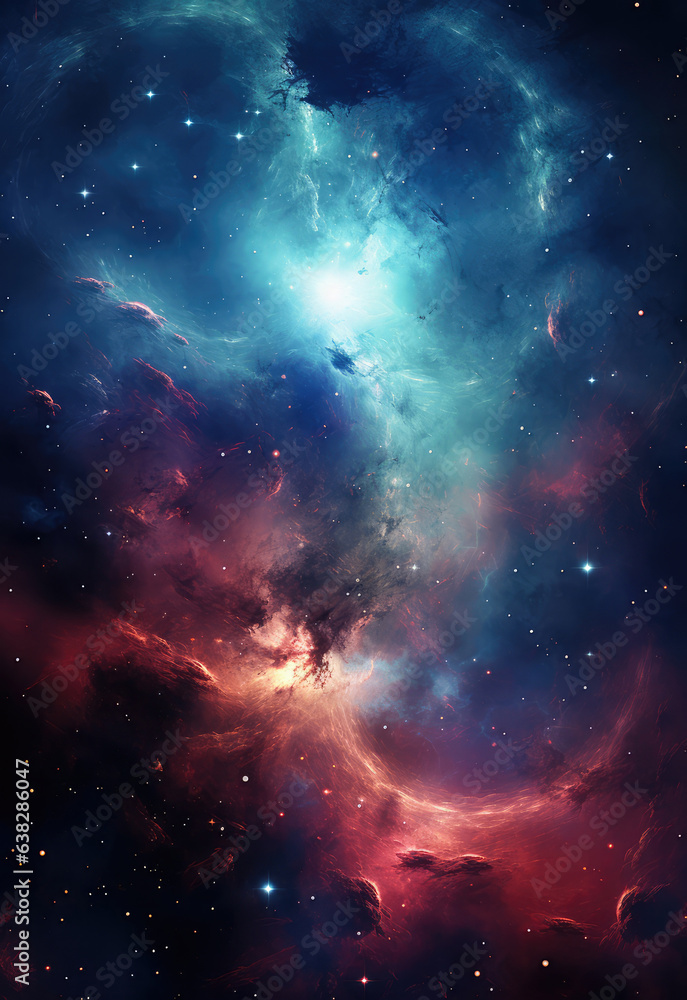 Nebulae with colorful clouds and shining star. created by generative AI technology. created by generative AI technology.