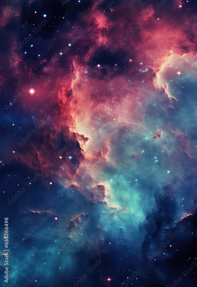 Nebulae with colorful clouds and shining star. created by generative AI technology. created by generative AI technology.