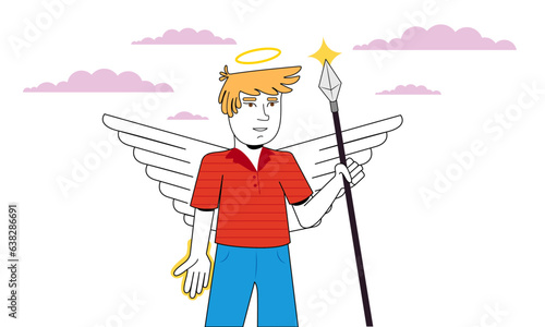 Ángel Protector Lanza Divina Ángel Guerrero Mano Luz Cielo Divinidad