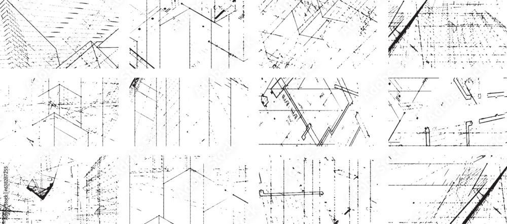 Overlay textures set stamp with grunge effect. Old damage Dirty grainy and scratches. Set of different distressed black grain texture. Distress overlay vector textures. Overlay textures set stamp with grunge effect. Old damage Dirty grainy and scratches. Set of different distressed black grain texture. Distress overlay vector textures.