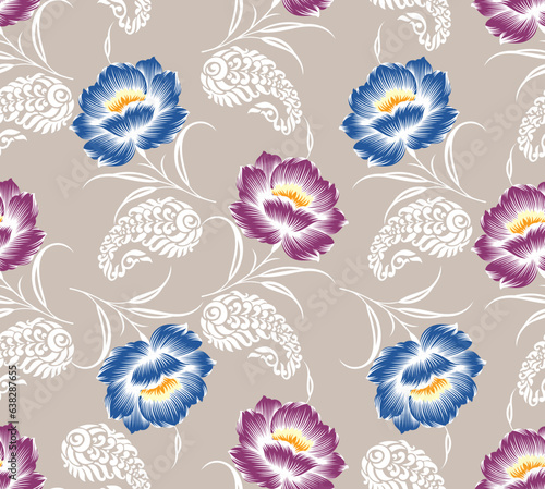 Seamless flower pattern with paisley design