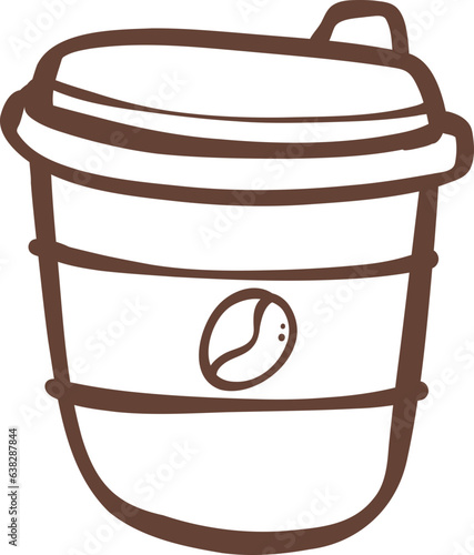 cute takeaway coffee cup outline doodle cartoon drawing
