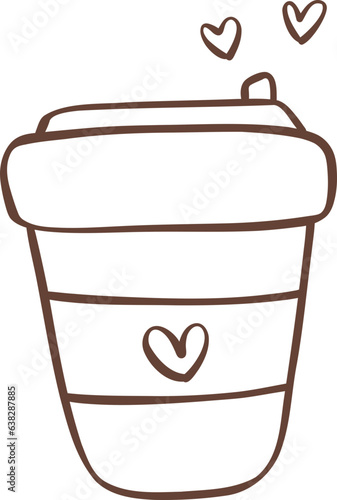 cute takeaway coffee cup outline doodle cartoon drawing