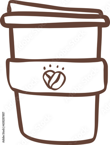 cute takeaway coffee cup outline doodle cartoon drawing