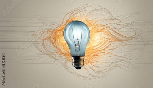 Electric bulb with a burning spiral filament abstract