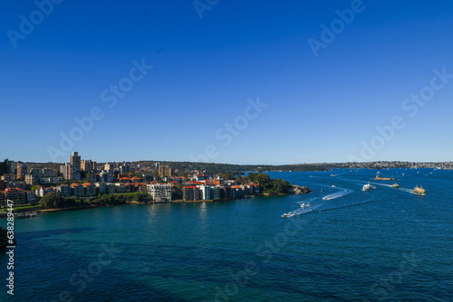 Boats travel through the North side of Sydney Harbour