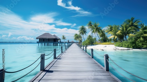 Beautiful Maldives travel destination. Generative AI © piai