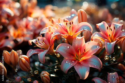 beautiful blooming flowers in the garden