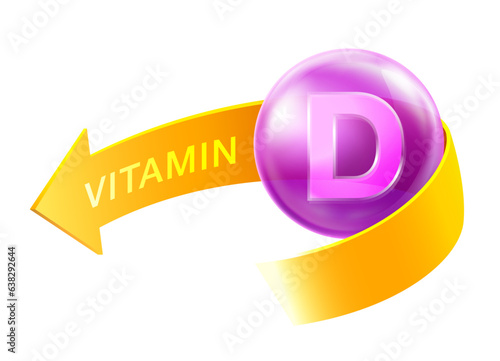 Vitamin D icon label for ads isolated on white background. Eps vector file.