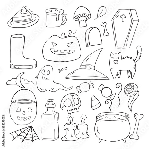 Vector about Set of cute halloween doodle