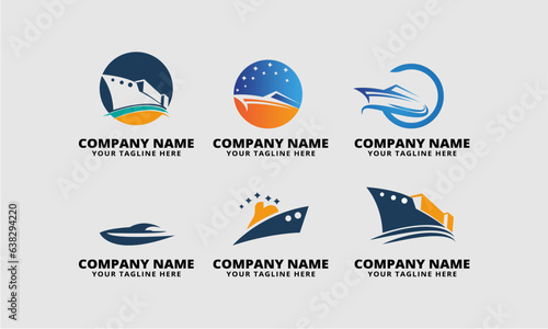 set of logo speed boat vector