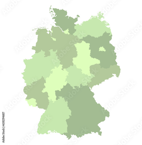 German map administration region in outline green color. Map of Germany 