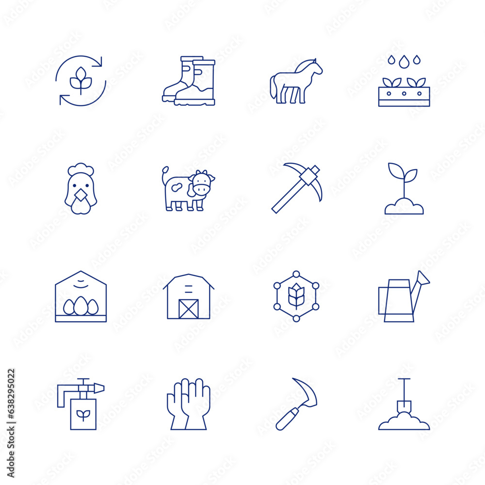 Farm line icon set on transparent background with editable stroke ...