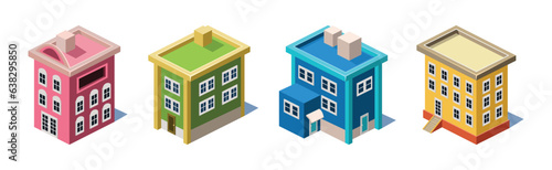 Isometric City Building and Apartment Structure Vector Set
