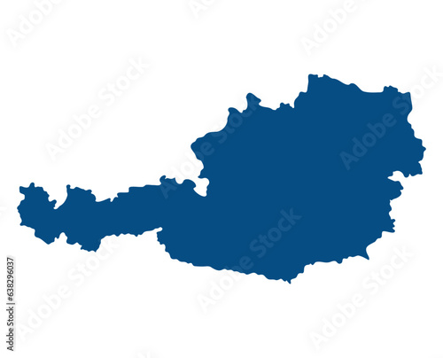 Austria map with blue color. Flag of Austria