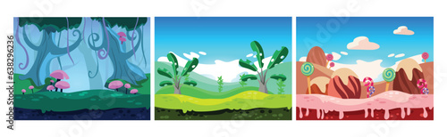 Mobile Game Horizontal Backgrounds and Scenery Vector Set