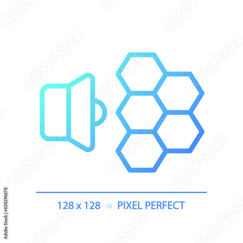2D pixel perfect gradient soundproof wallpaper gradient icon, isolated vector, soundproofing blue thin line illustration.