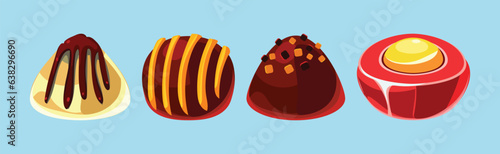 Sweet and Candy as Ui Game Element on Blue Background Vector Set