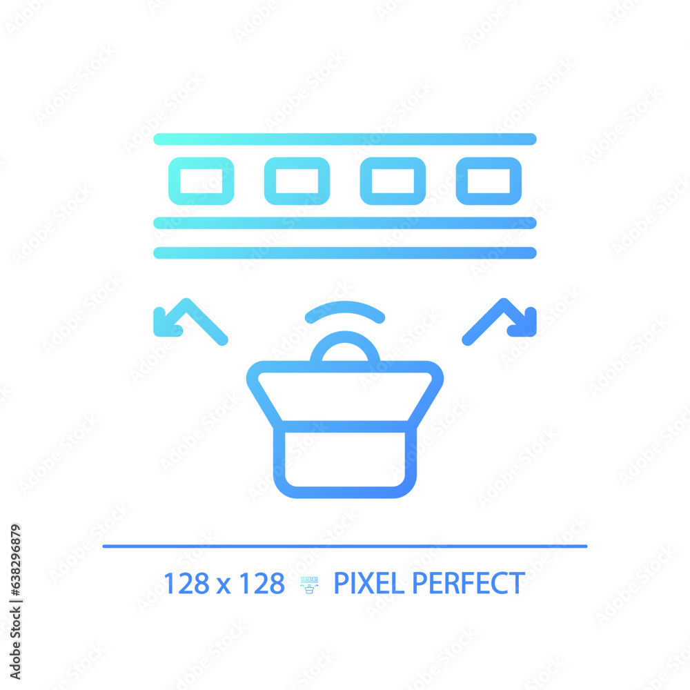 2D pixel perfect gradient resilient sound channel gradient icon, isolated vector, soundproofing blue thin line illustration. 2D pixel perfect gradient resilient sound channel gradient icon, isolated vector, soundproofing blue thin line illustration.