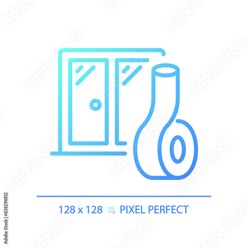 2D pixel perfect gradient soundproof windows gradient icon, isolated vector, soundproofing blue thin line illustration.