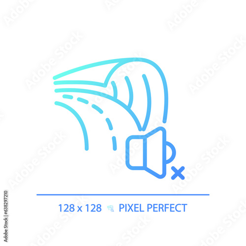 2D pixel perfect gradient soundproof road gradient icon, isolated vector, soundproofing blue thin line illustration.