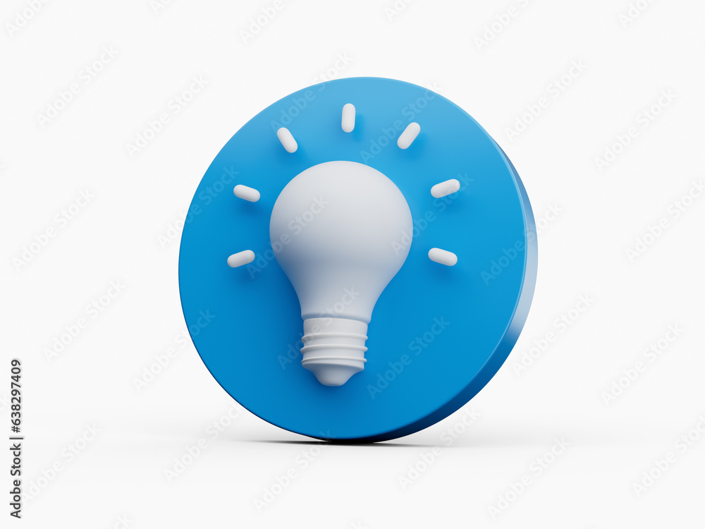 3d Shiny White Light Bulb Symbol With Rounded Blue Icon Creative Concept Idea 3d Illustration 3d Shiny White Light Bulb Symbol With Rounded Blue Icon Creative Concept Idea 3d Illustration
