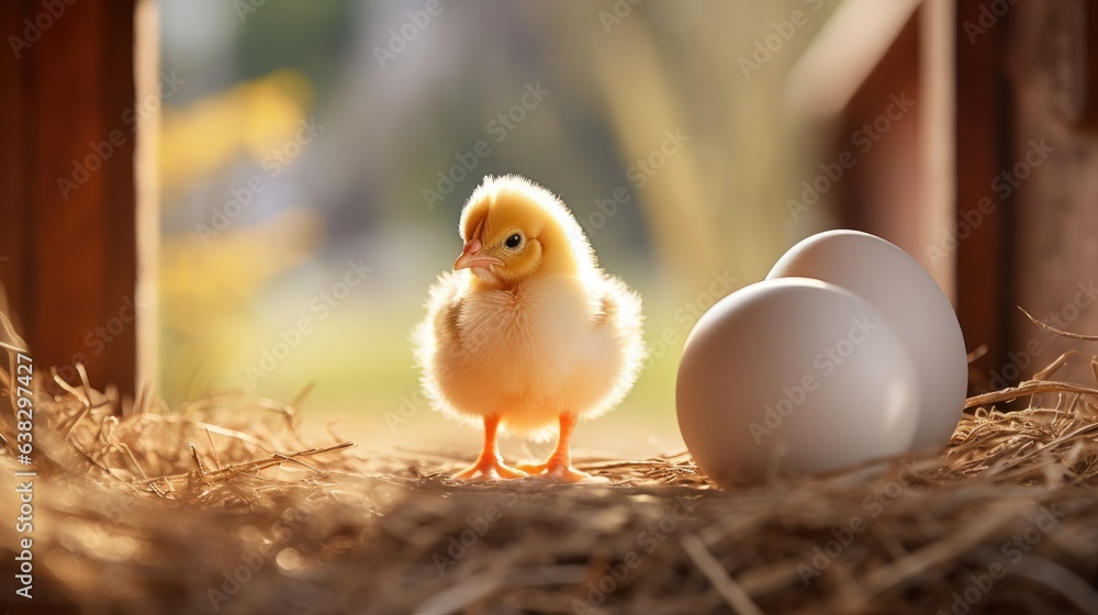 Baby chicks at farm. Generative AI Baby chicks at farm. Generative AI