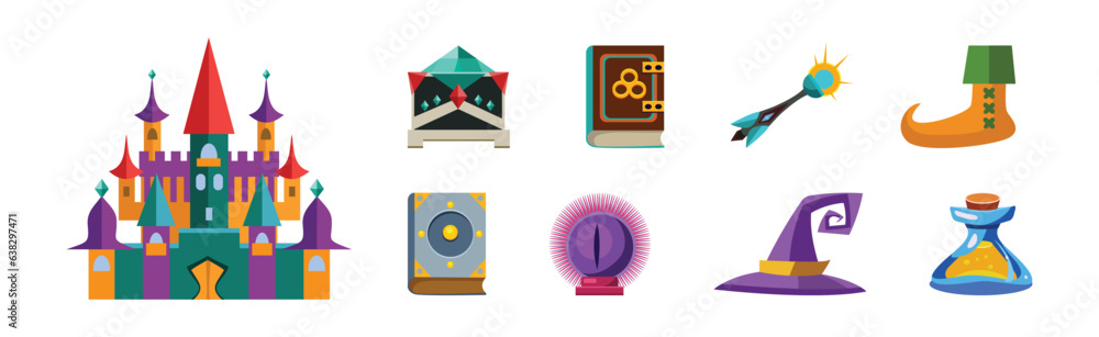 Magic Fantastic Object and Elements for Sorcery Vector Set Magic Fantastic Object and Elements for Sorcery Vector Set