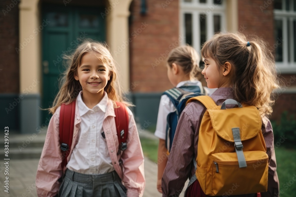 Excitement for School: Adorable Kid's Joy as School Begins