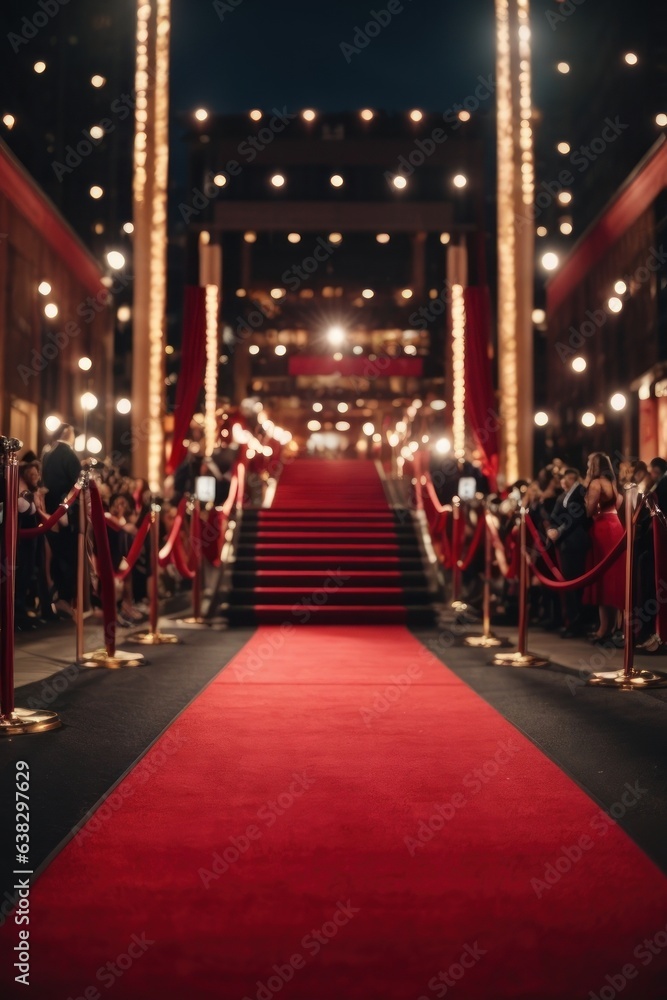 red carpet at night with lights