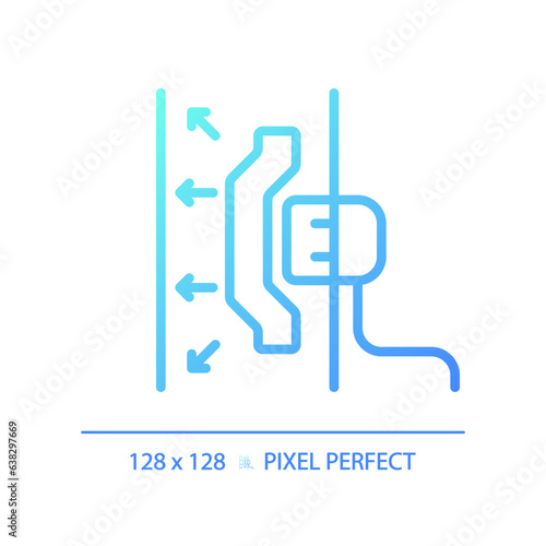 2D pixel perfect gradient soundproof material gradient icon, isolated vector, soundproofing blue thin line illustration.