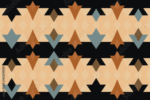 Modern geometric shapes patterns, seamless vector illustration. Pattern designs with modern geometric shapes can be printed as a background image or used for rugs, carpets, or textile fabric.