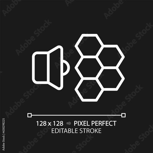 2D pixel perfect editable soundproof wallpaper white icon, isolated vector, soundproofing thin line illustration.