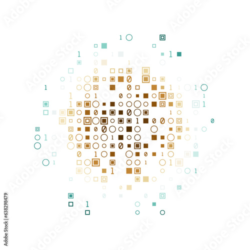 Appealing geometric matrix background in brown blue green colors. Amazing circular vector illustration.