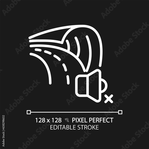 2D pixel perfect editable soundproof road white icon, isolated vector, soundproofing thin line illustration.