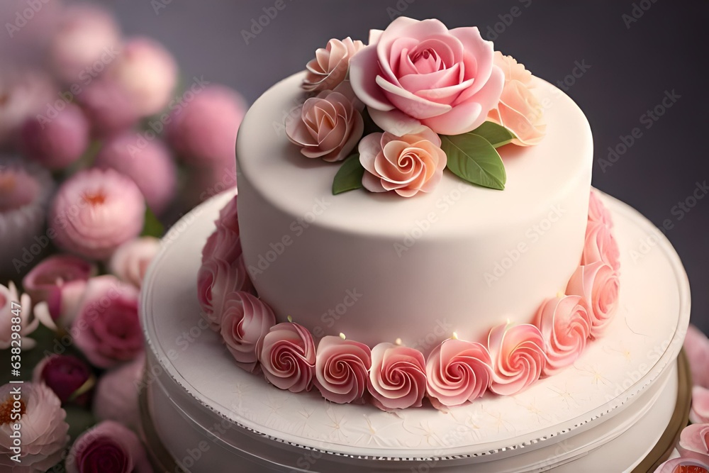 cake with pink roses generated ai cake with pink roses generated ai