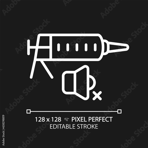 2D pixel perfect editable soundproof sealant white icon, isolated vector, soundproofing thin line illustration.