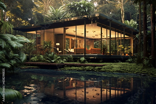 House in the rainforest, a sense of luxury and style with Generative AI