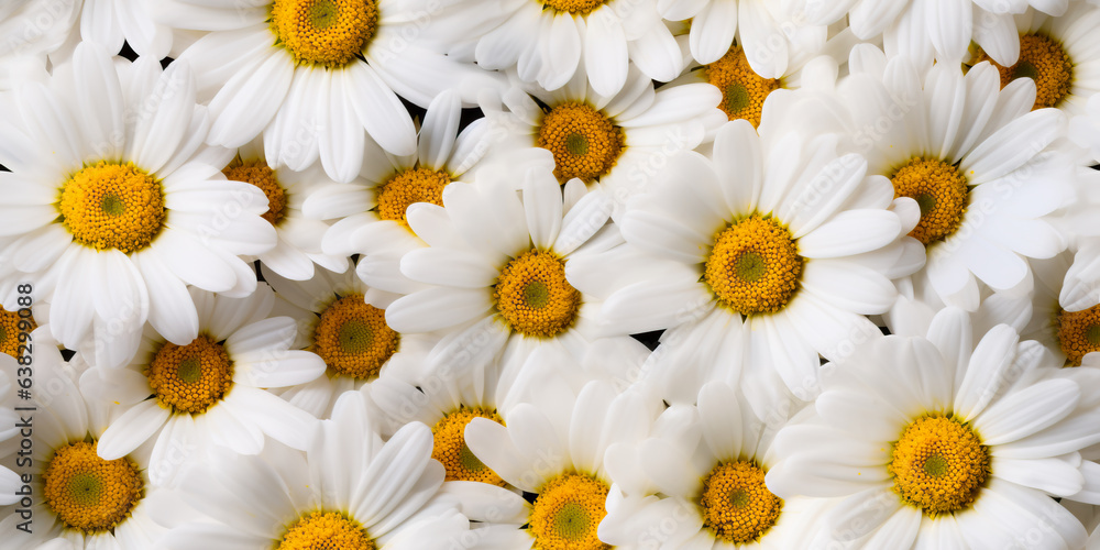 Obraz premium Marguerite flowers or Daisy Seamless texture. Beautiful floral pattern that repeats.