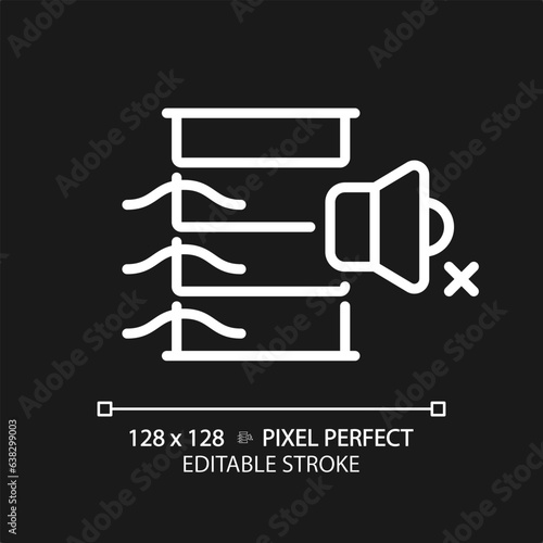 2D pixel perfect editable acoustic louvres white icon, isolated vector, soundproofing thin line illustration.