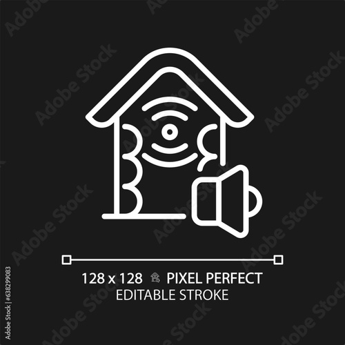 2D pixel perfect editable soundproof walls white icon, isolated vector, soundproofing thin line illustration.