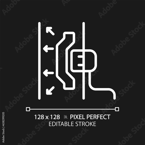 2D pixel perfect editable soundproof material white icon, isolated vector, soundproofing thin line illustration.