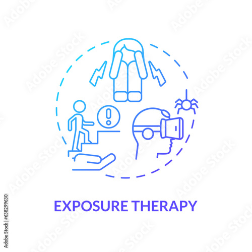 2D gradient exposure therapy blue thin line icon concept, isolated vector, illustration representing behavioral therapy.